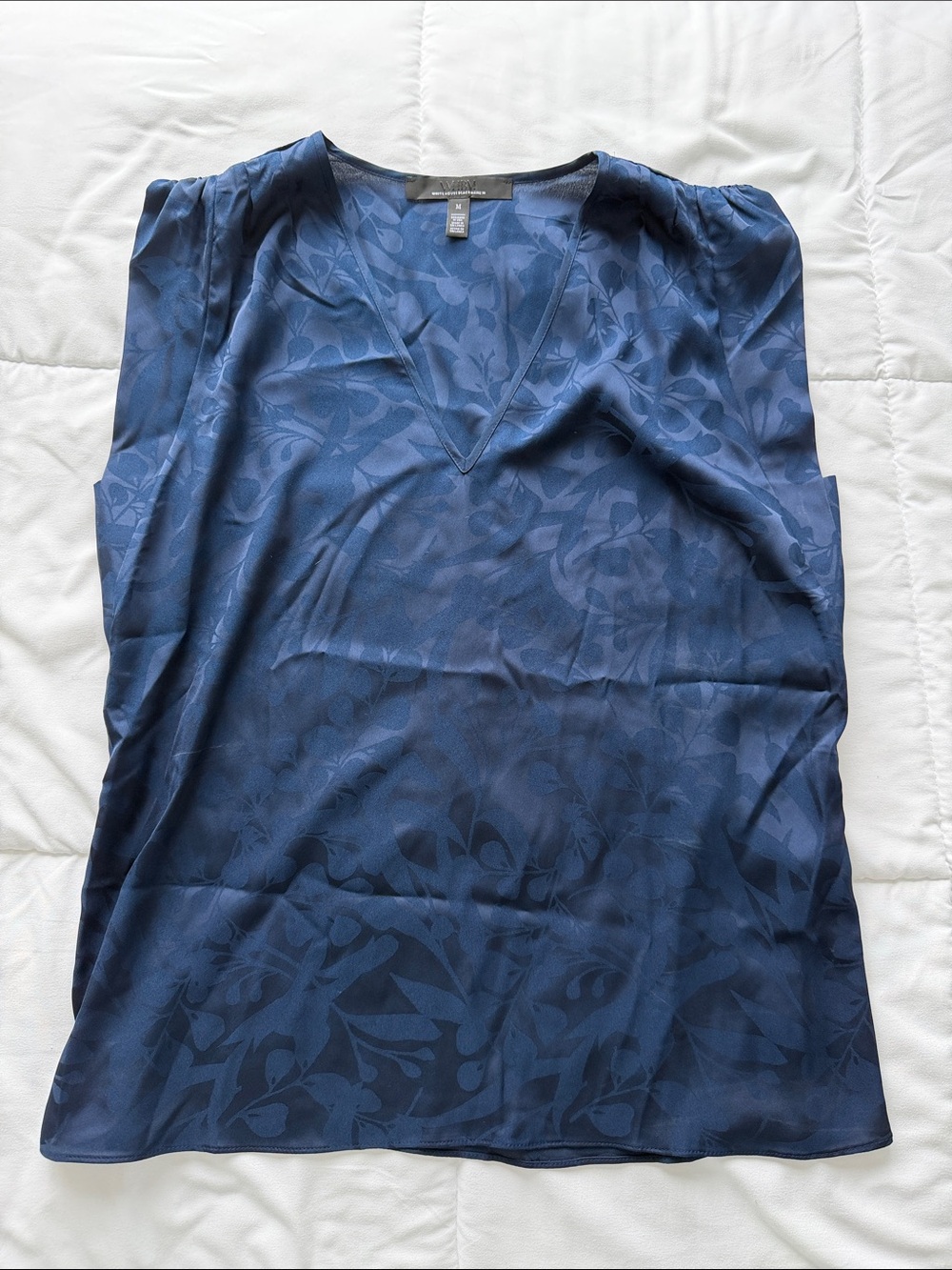 White House Black Market Navy Floral V-Neck Camisole